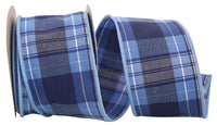 Plaid Ocean Wired Edge Ribbon 2-1/2 Inch for Wreaths