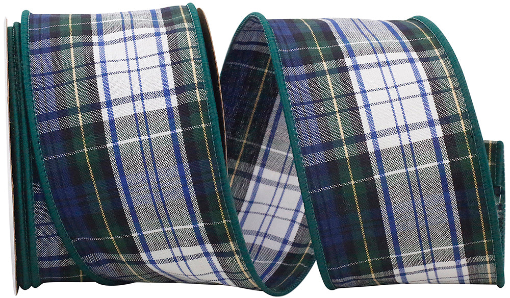 Plaid Inverness Wired Edge Ribbon Multi 2-1/2 Inch