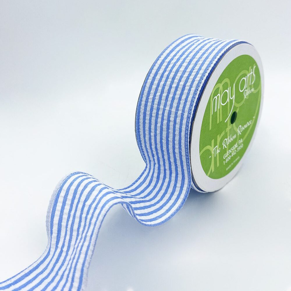 1.5″ Traditional Seersucker Ribbon – 775-15-34 BLUE