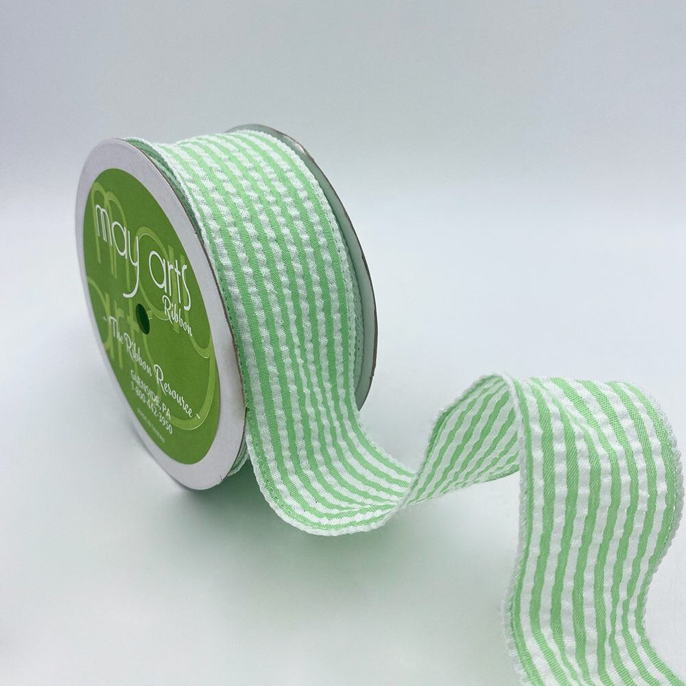 1.5″ Traditional Seersucker Ribbon – 775-15-46 GREEN