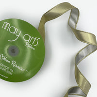 1 Inch Reversible Metallic Ribbon with Wired Edge – 778-1-30 GOLD/SILVER