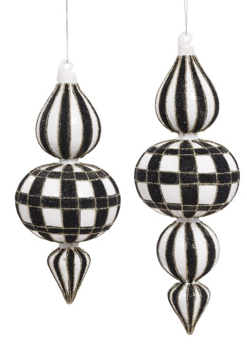 Elegant Fancy Stripes Finial, Assortment of 2 - 8 Inches