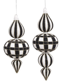 Elegant Fancy Stripes Finial, Assortment of 2 - 8 Inches