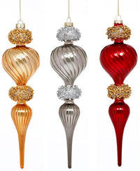 Sparkling Finial Ornament, Assortment of 3 - 12 Inches