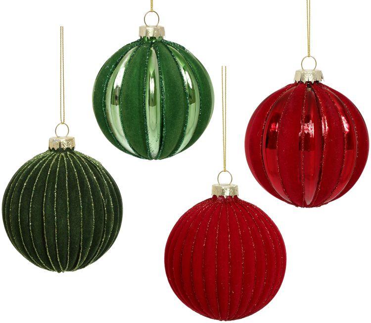 Christmas Stripe Ornaments, Assortment of 4-3Inches