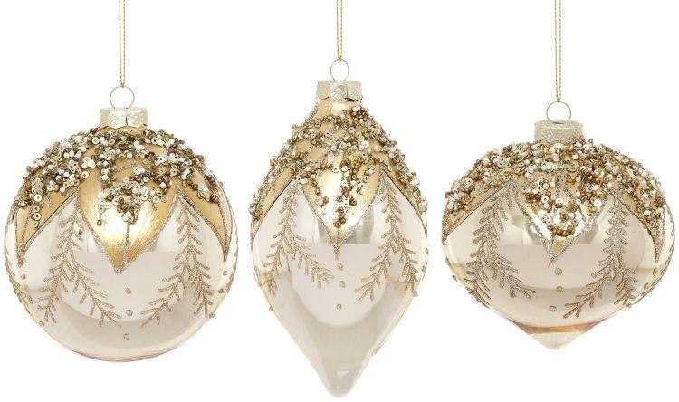 Festive Jeweled Ornament, Box of 6- 4-5 Inches
