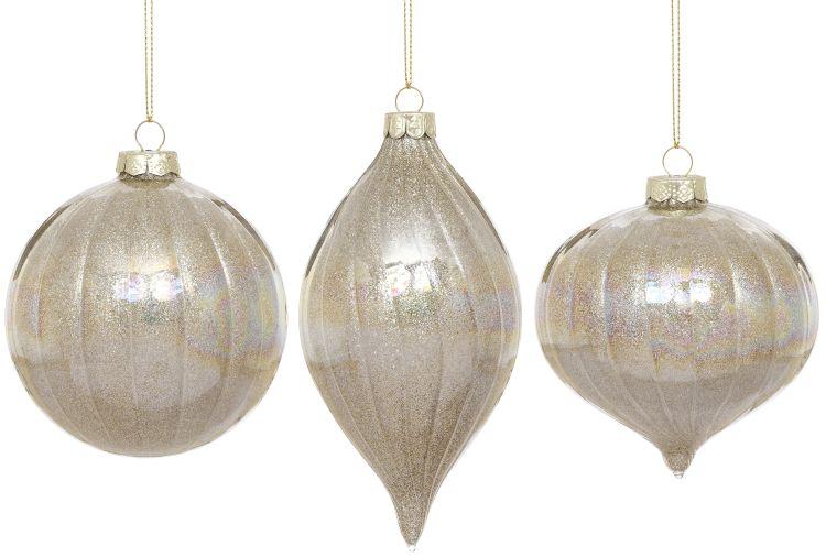Iridescent Stripe Ornament, Box of 6- 4-5 Inches