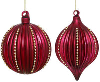 Festive Striped Ornament, Box of 6- 4-5 Inches