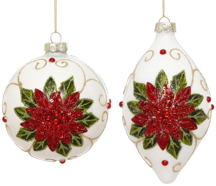 Poinsettia Ornament, Box of 6- 4-5 Inches