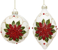 Poinsettia Ornament, Box of 6- 4-5 Inches