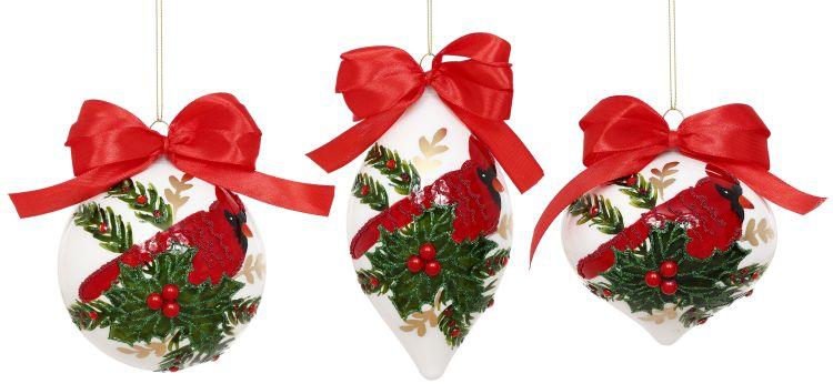 Holiday Cardinal Ornament, Box of 6- 4-5 Inches