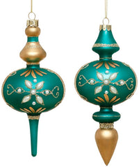 Seasonal Jeweled Finial Ornament, Box of 6- 9 Inches