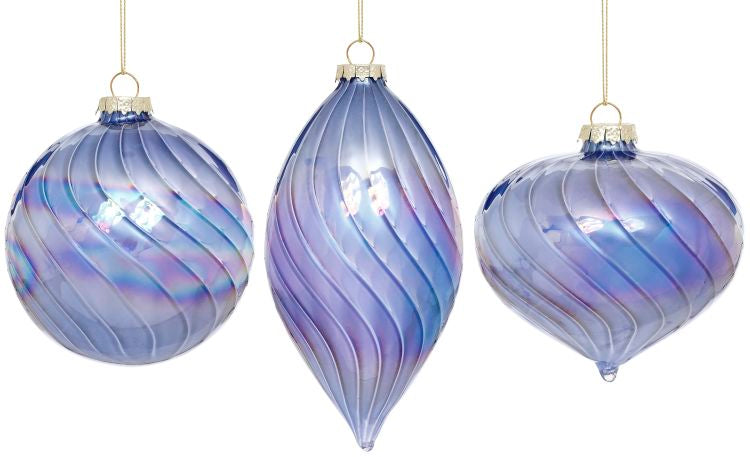 Swirl Glow Ornament, Assortment of 3- 4-5 Inches