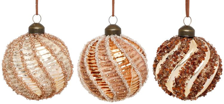Sequin Spiral Ornament, Box of 6- 3 Inches