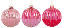Striped Velvet Ornament, Box of 6- 4 Inches