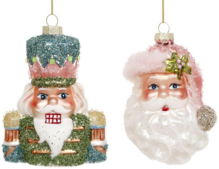 Santa and Nutcracker Ornament, Box of 6- 4 Inches