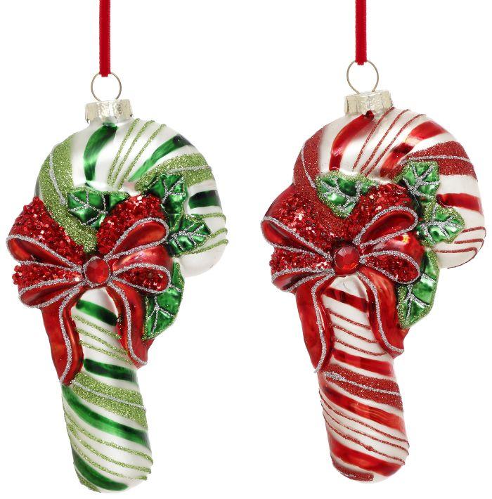 Festive Candycane Ornament, Assortment of 2- 5 Inches