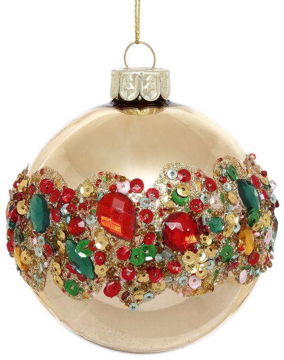 Festive Jeweled Ornament, Box of 6- 3 Inches