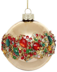 Festive Jeweled Ornament, Box of 6- 3 Inches