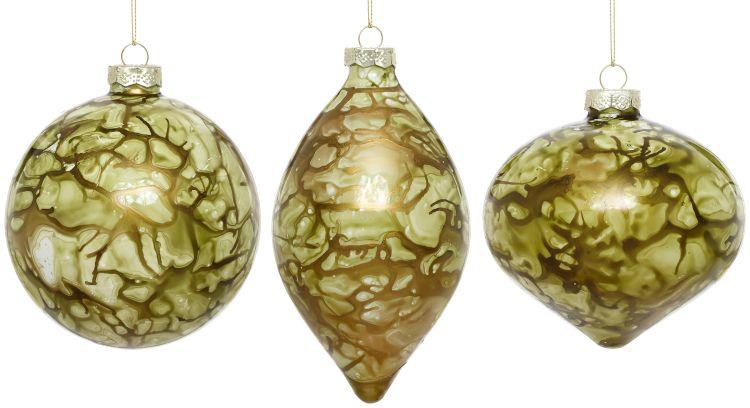 Marbled Art Ornament, Box of 6- 4-5 Inches