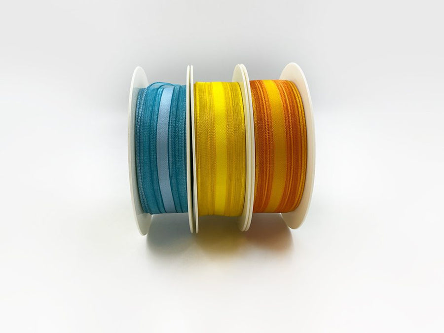 1″ Woven Sheer Ribbon with Tone on Tone Stripes