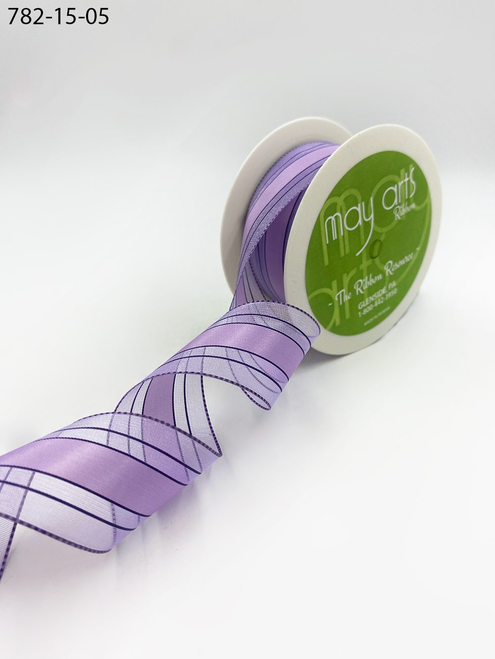1.5″ Woven Sheer Ribbon with Tone on Tone Stripes – 782-15-05 LAVENDER