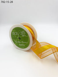 1.5″ Woven Sheer Ribbon with Tone on Tone Stripes – 782-15-28 ORANGE