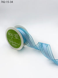1.5″ Woven Sheer Ribbon with Tone on Tone Stripes – 782-15-34 BLUE