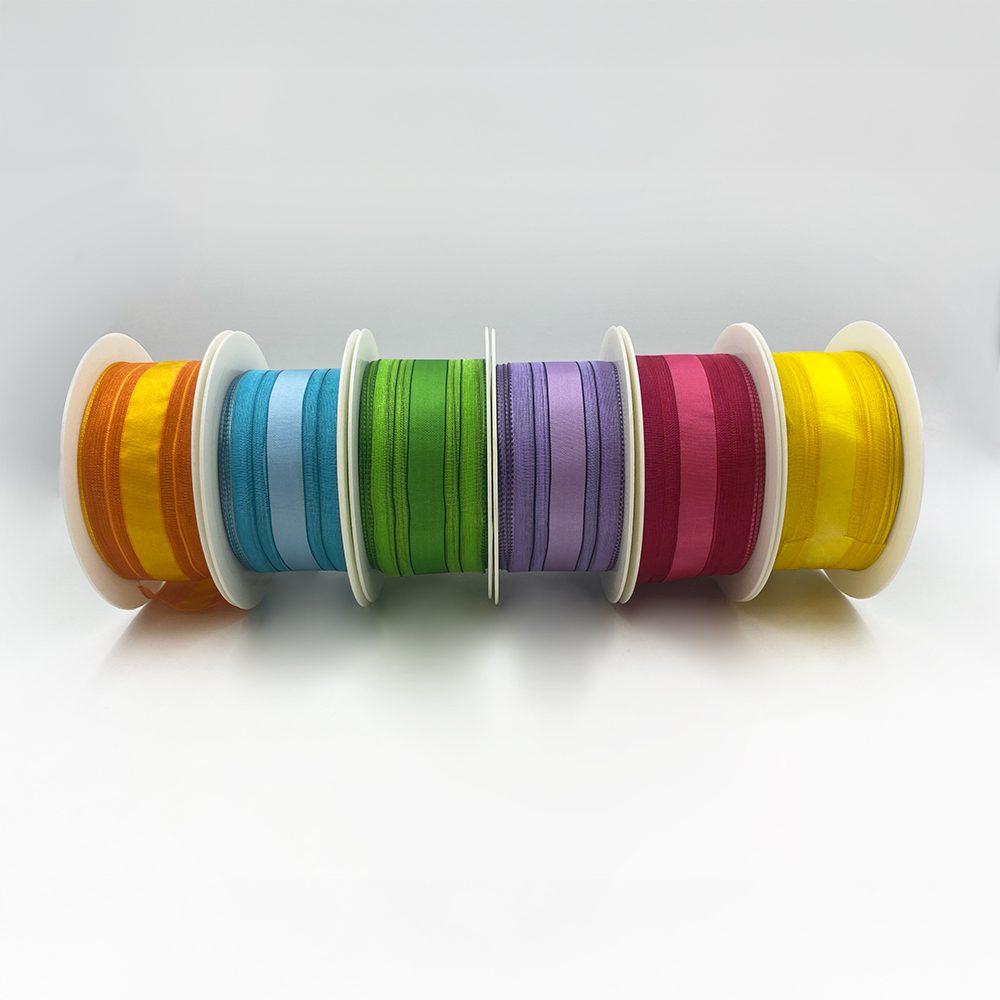 1.5″ Woven Sheer Ribbon with Tone on Tone Stripes