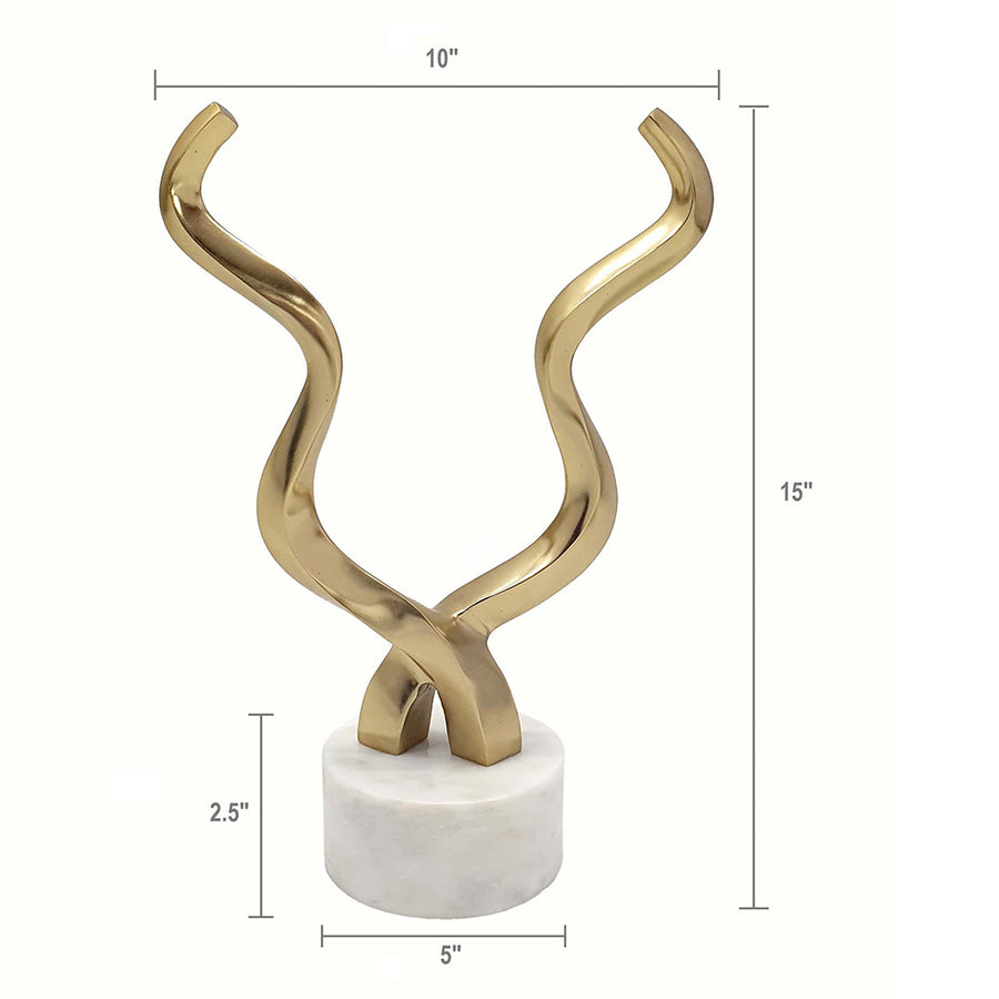 Gold Horn Sculpture With Marble