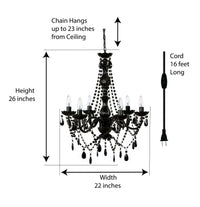 Gia 6 Light Crystal Black Chandelier