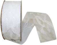 Charlene Lace Ribbon White 1-3/8 Inch for Wreaths and Bows
