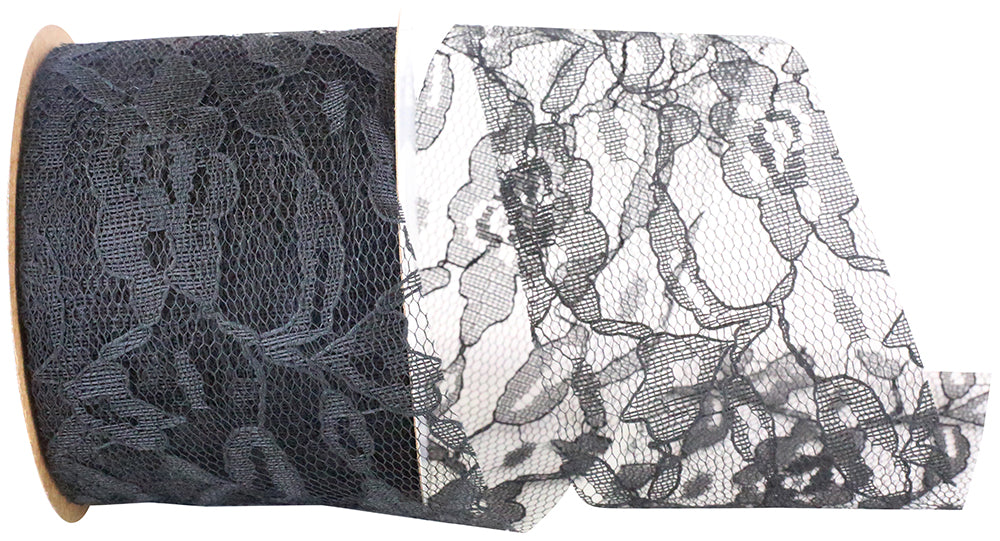 Black 2-1/2 Inch Polyester Charlene Lace Ribbon