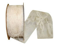 Ivory Lace Ribbon 1-3/8 Inch for Wreaths and Bows