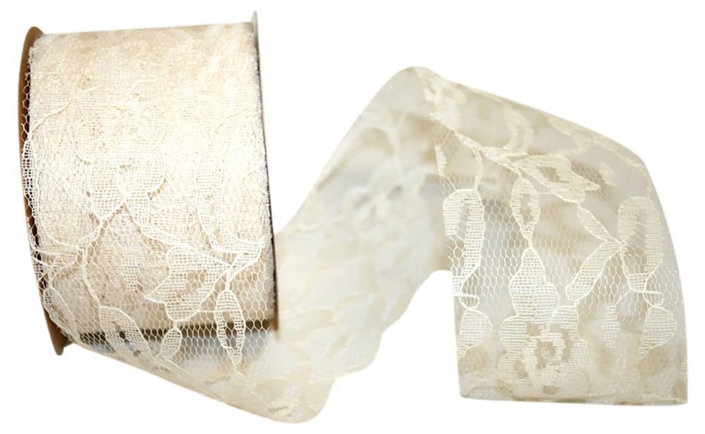 Ivory Charlene Lace Ribbon 2-1/2 Inch for Wreaths