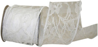 Charlene Lace Wired Edge Ribbon White 2-1/2 Inch