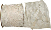 Ivory 2-1/2 Inch Lace Wired Edge Ribbon for Wreaths