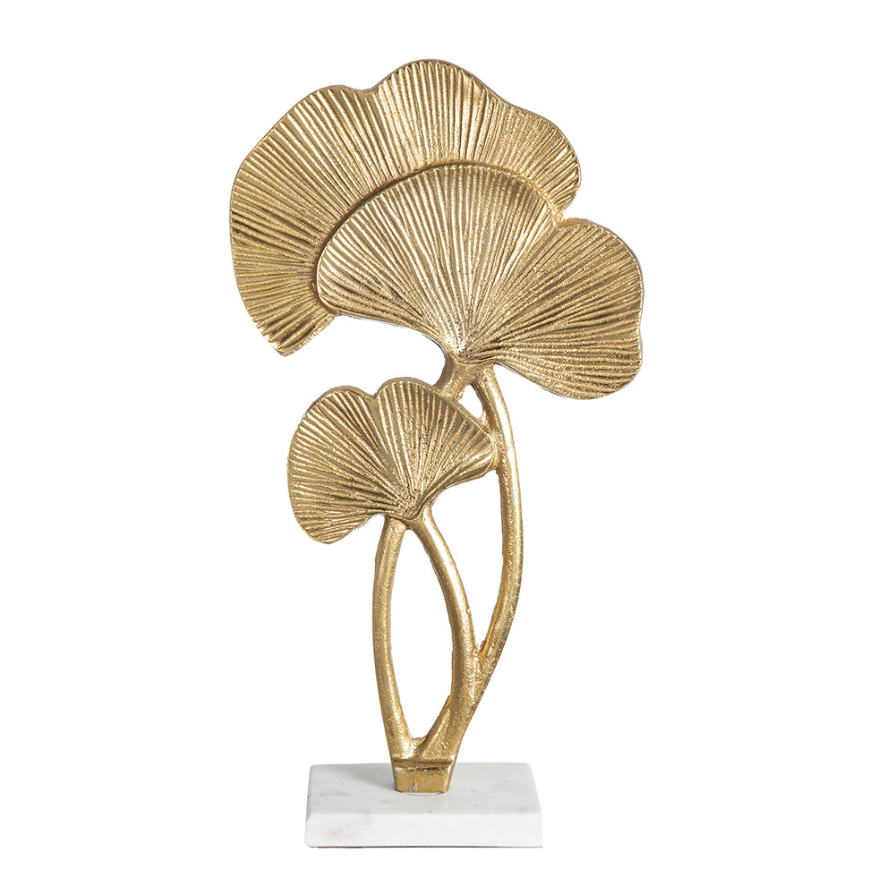 Gorgeous Gold Leaf Sculpture on Marble Base for Home Decor
