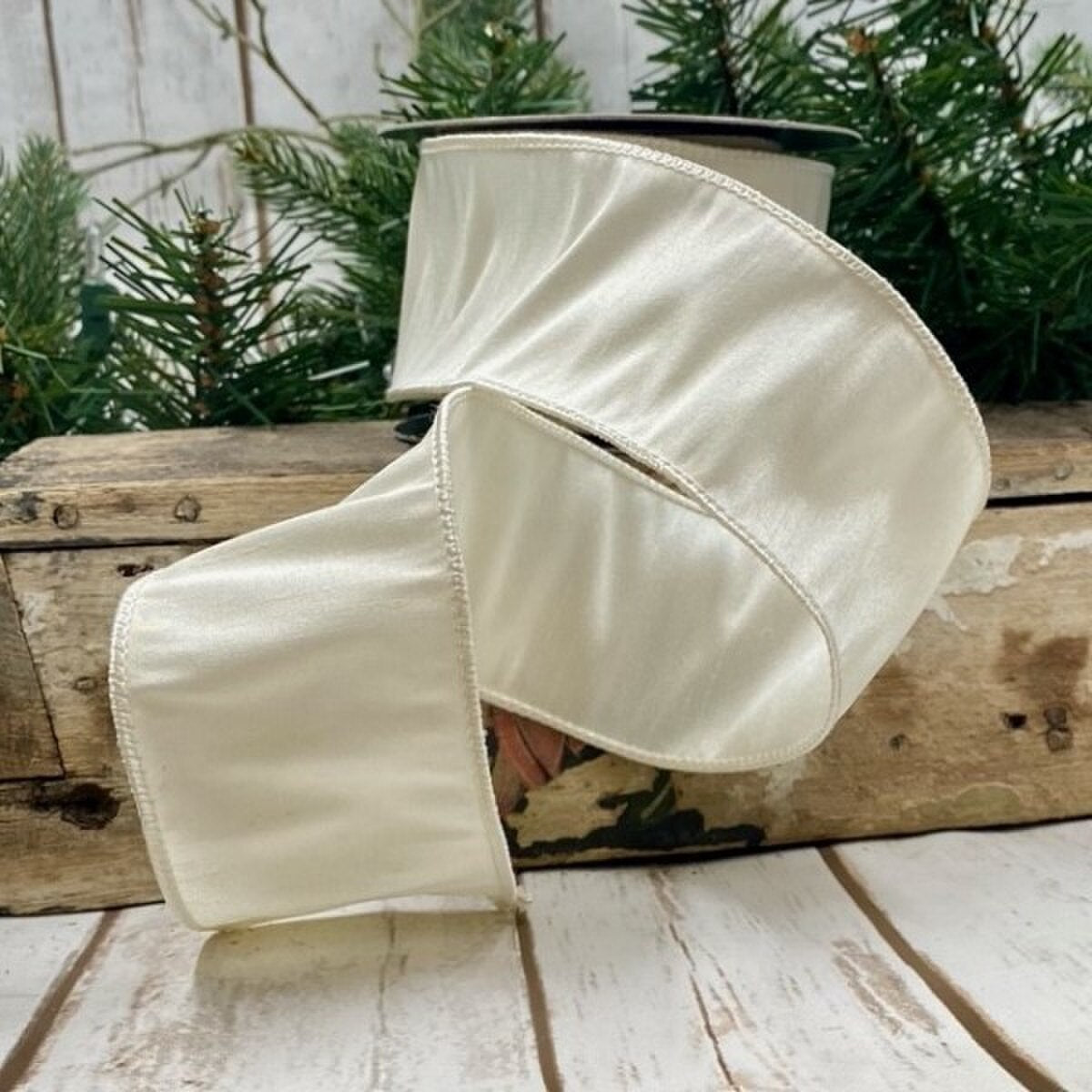 Ivory Georgette Dupion Ribbon 2.5 Inch x 10 Yards