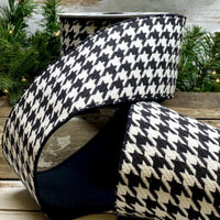 Houndstooth Cotton Ribbon Black White 4 Inch x 10 Yards