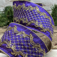 Purple Dupion Trellis Embroidery Ribbon 4 x 10 Yds