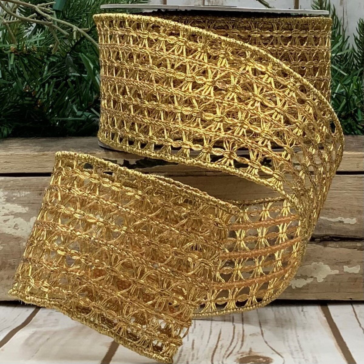 Gold Foil Trim Ribbon 3 Inch x 10 Yards