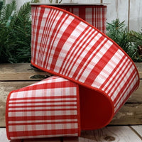 Red White Ribbon with Velvet Taffeta Backing 4