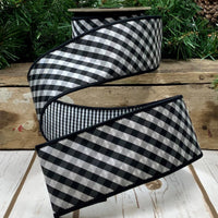 Taffeta Black White Ribbon 2.5 Inch Diagonal Check 10 Yds