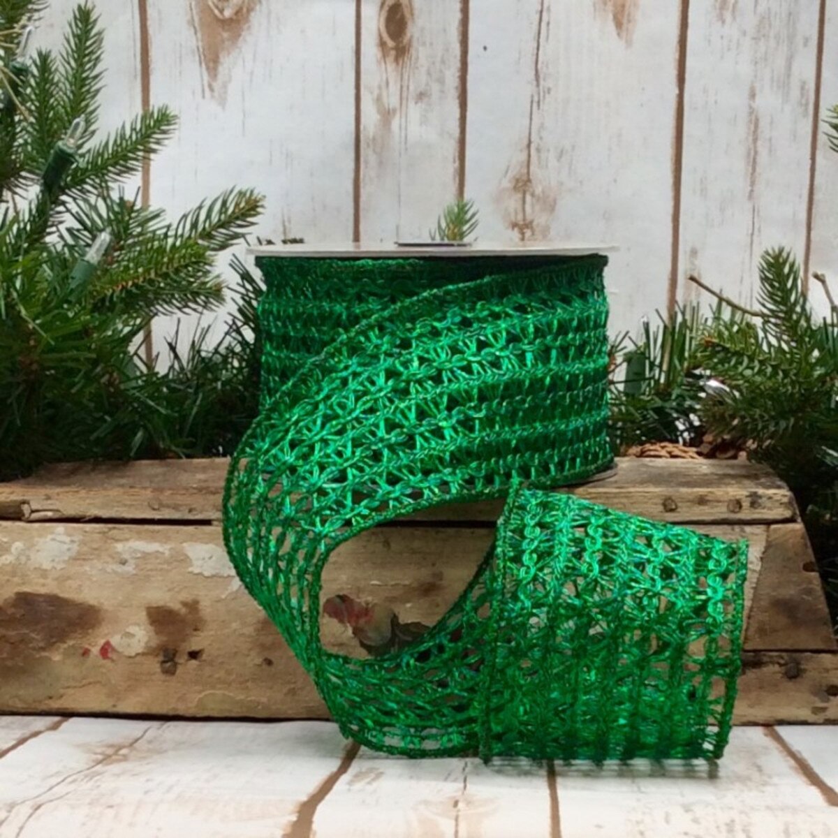 Emerald Green Ribbon with Foil Trim 3 Inch x 10 Yards