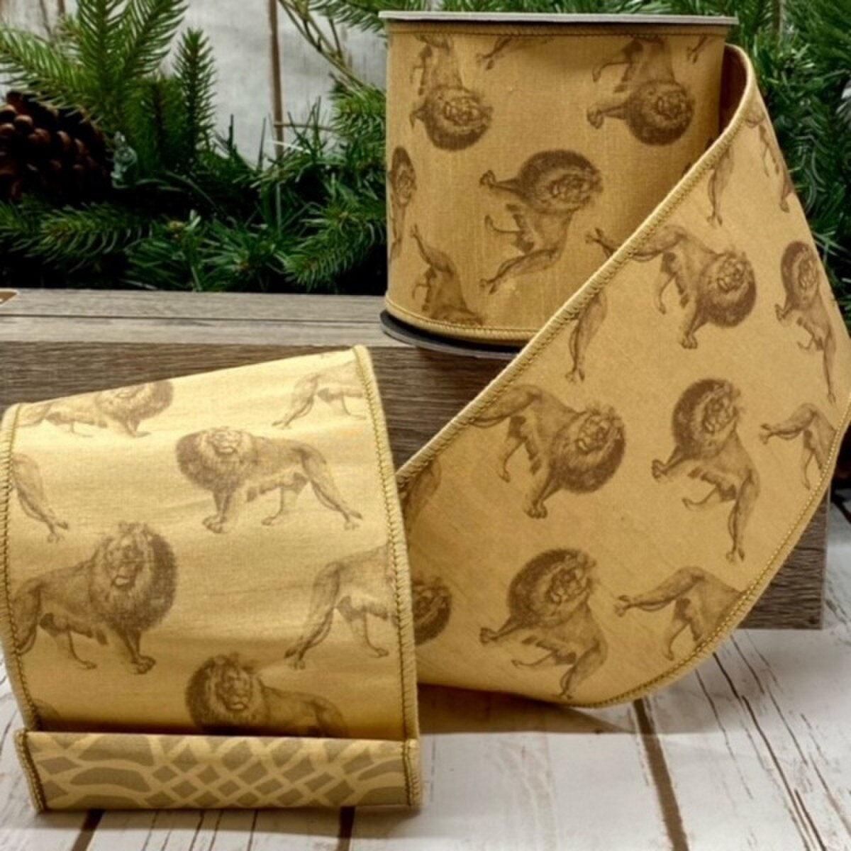 Natural Faux Dupion Ribbon 4 Inch X 10 Yards