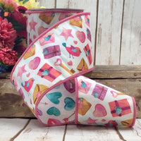 Watercolor Dupion Ribbon Key To My Heart White 4