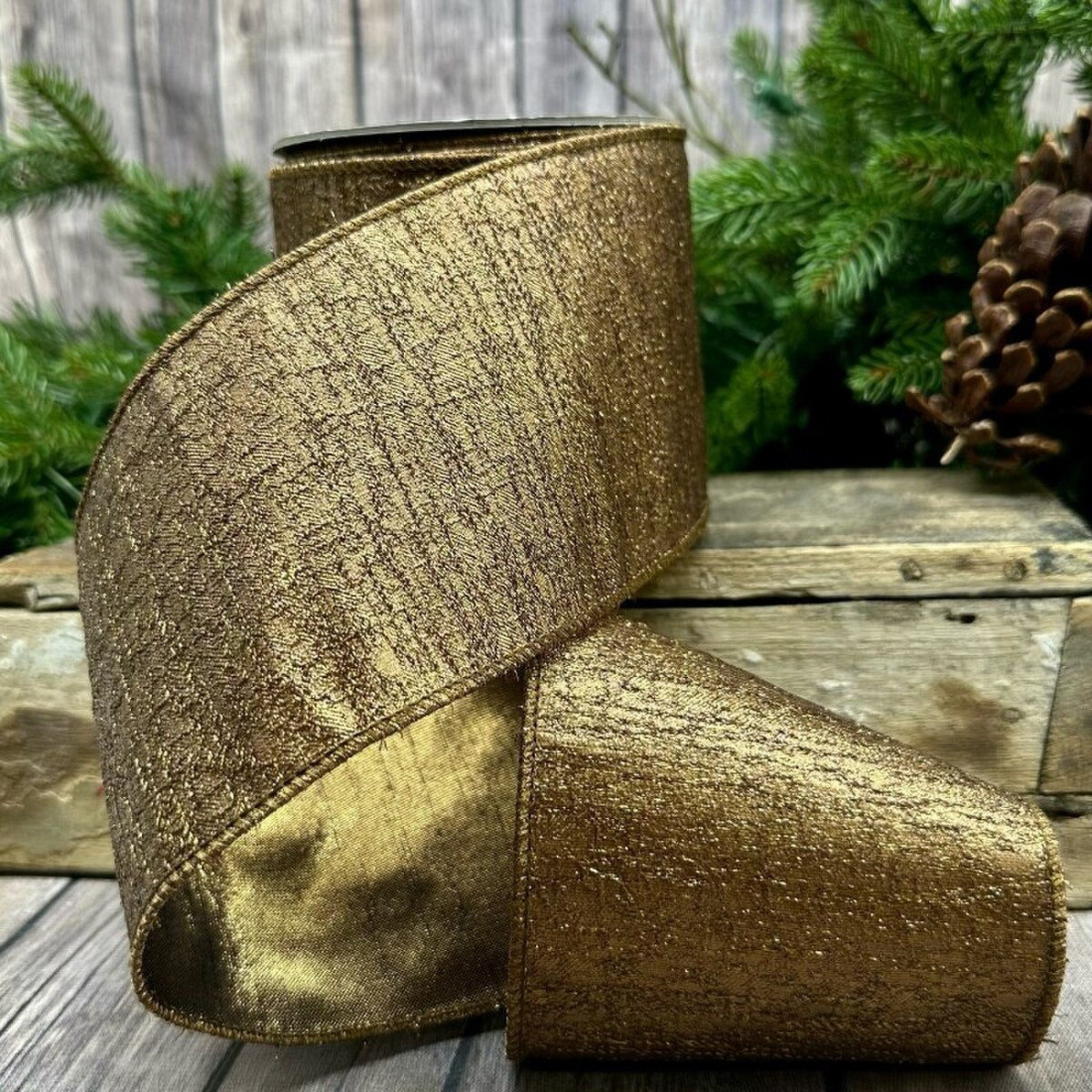 Aurora Chocolate Ribbon 4 Inch Iced Metallic 10 Yards