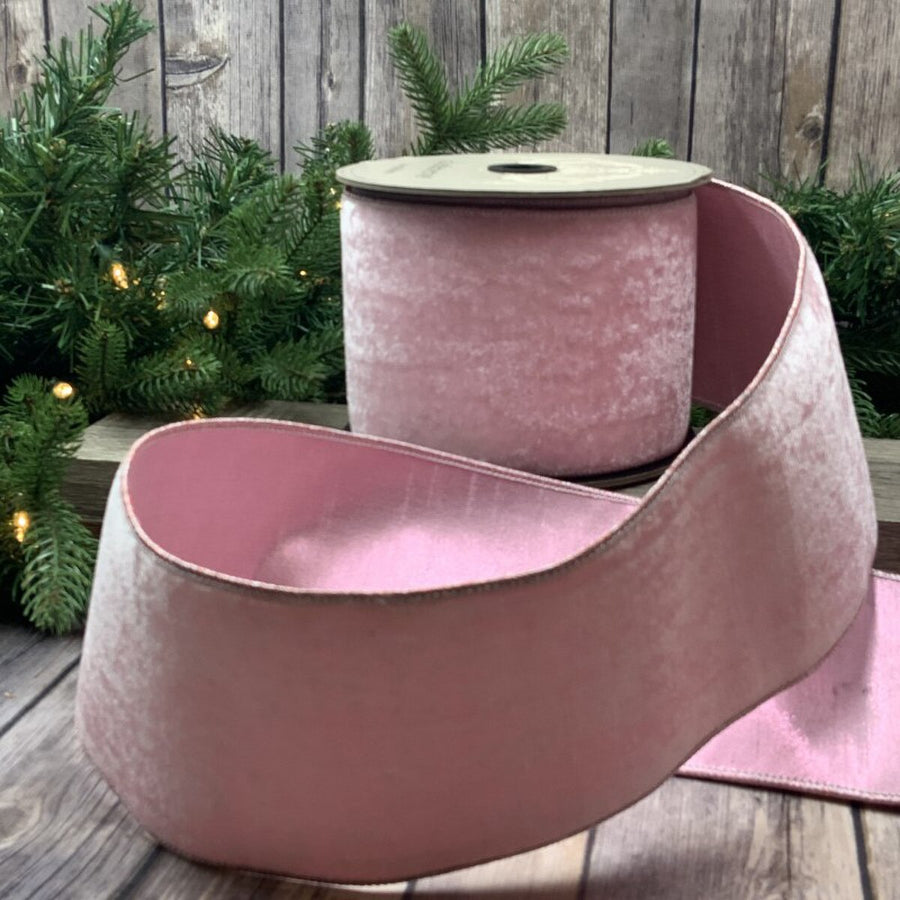 Pink Ribbon Crown Velvet Metallic Dupion 4 Inch x 10 Yds