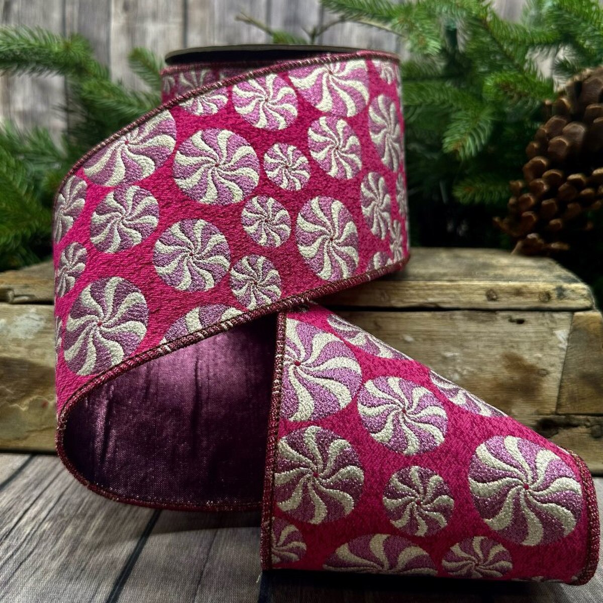 Peppermint Candy Lavender Pink Ribbon 4 Inch x 10 Yards